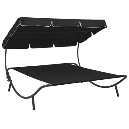 Outdoor Lounge Bed With Canopy Black