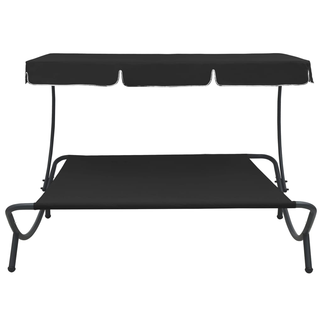 Outdoor Lounge Bed With Canopy Black