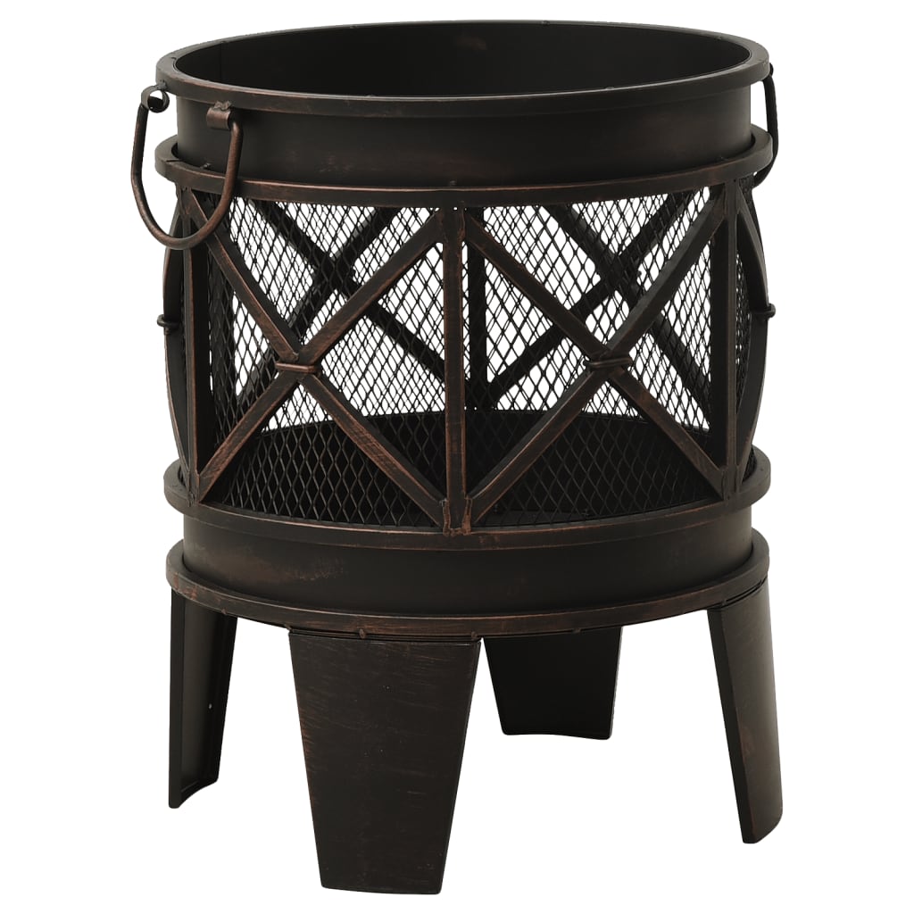 Rustic Fire Pit With Poker Φ42X54 Cm Steel