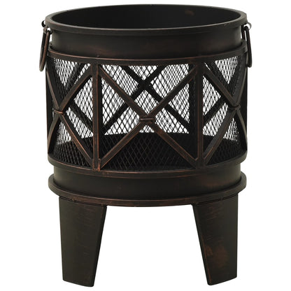 Rustic Fire Pit With Poker Φ42X54 Cm Steel