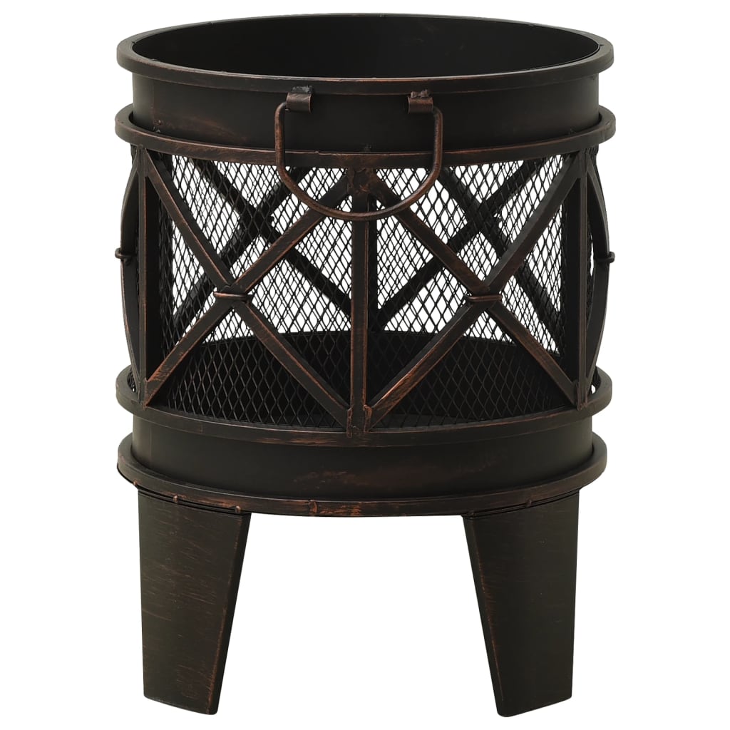 Rustic Fire Pit With Poker Φ42X54 Cm Steel