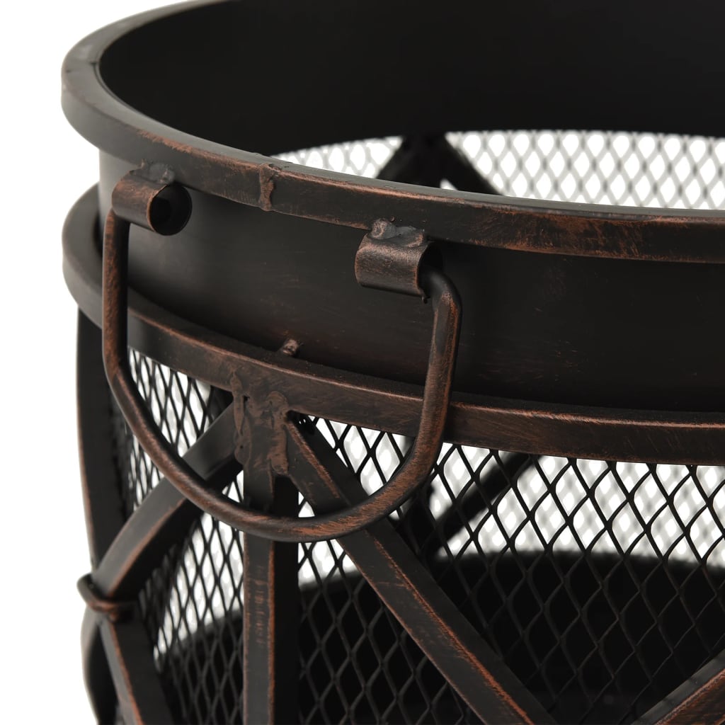 Rustic Fire Pit With Poker Φ42X54 Cm Steel