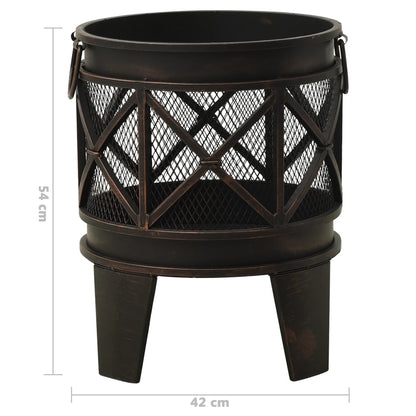 Rustic Fire Pit With Poker Φ42X54 Cm Steel