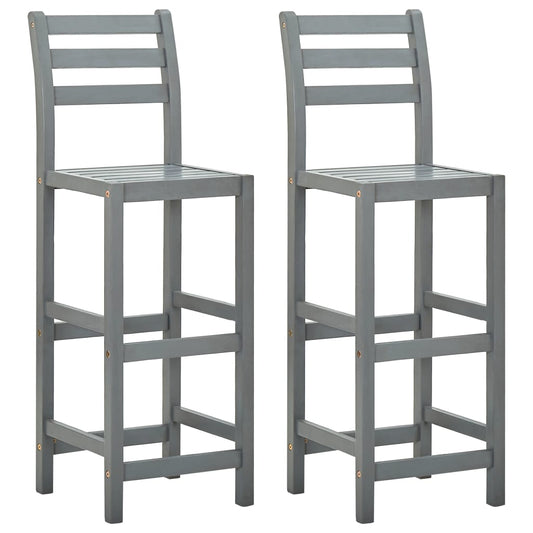 Bar Stools 2 Pcs Grey Solid Acacia Wood