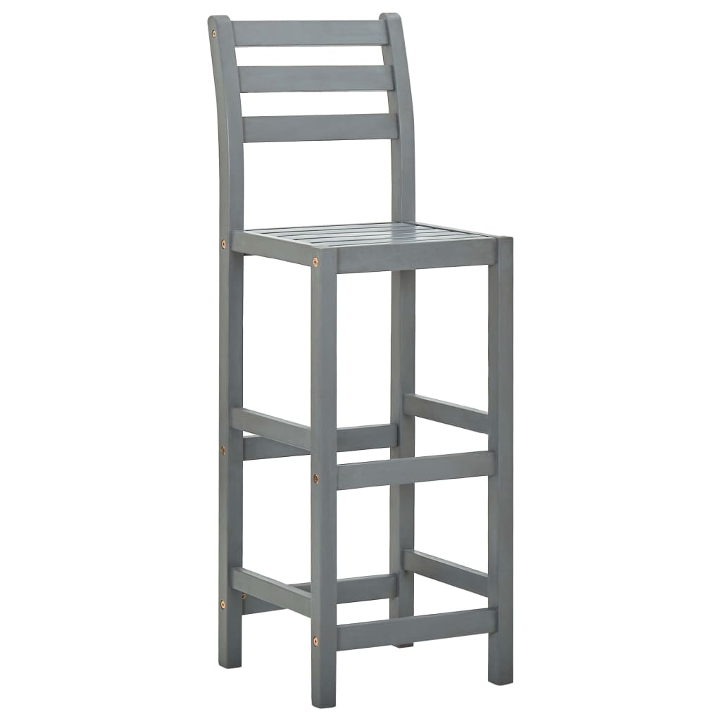 Bar Stools 2 Pcs Grey Solid Acacia Wood