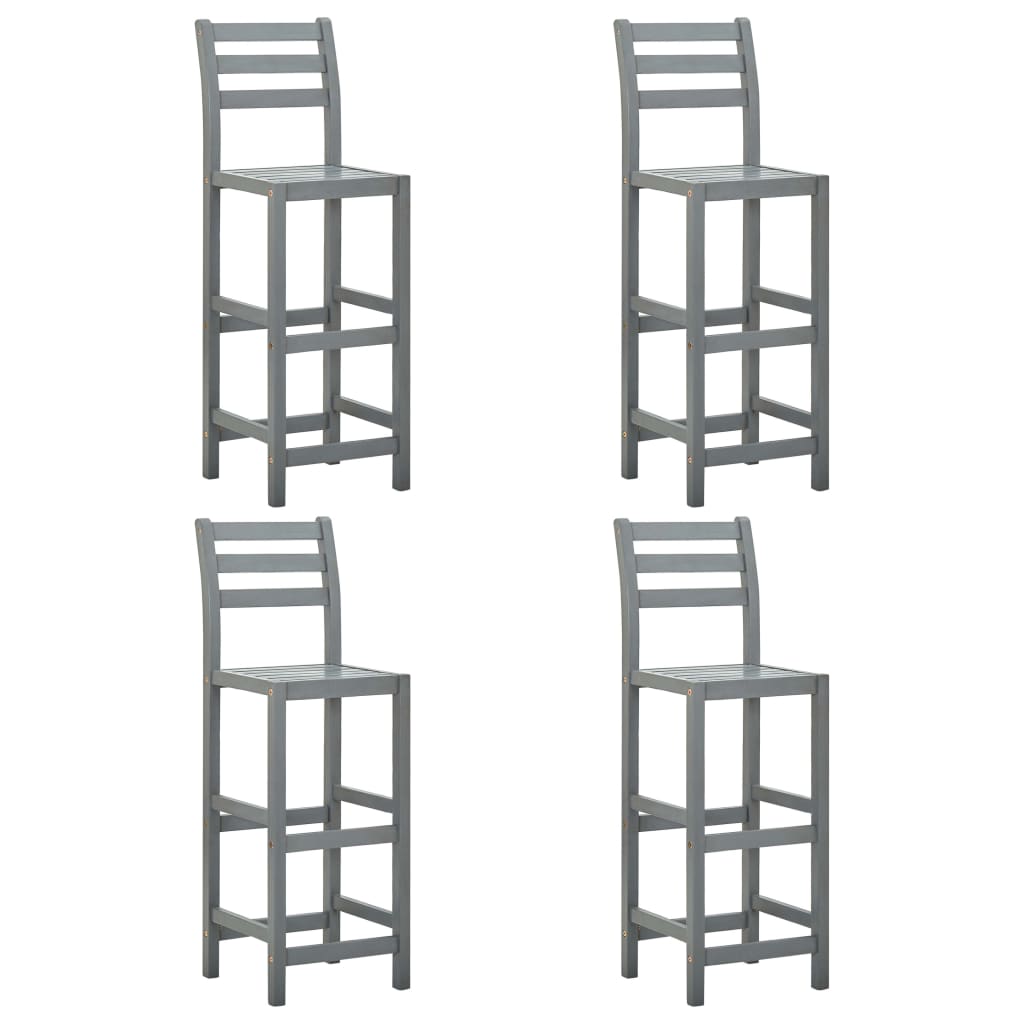 Bar Stools 4 Pcs Grey Solid Acacia Wood