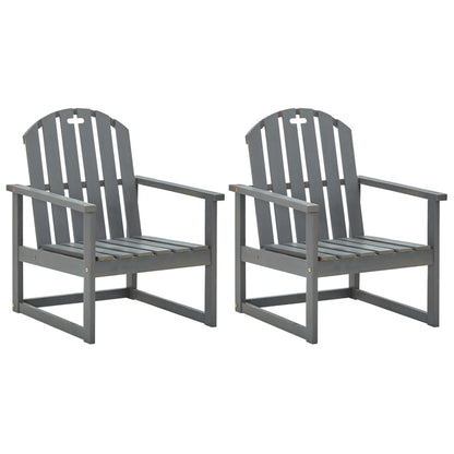 Garden Sofa Chairs 2 Pcs Grey Solid Acacia Wood