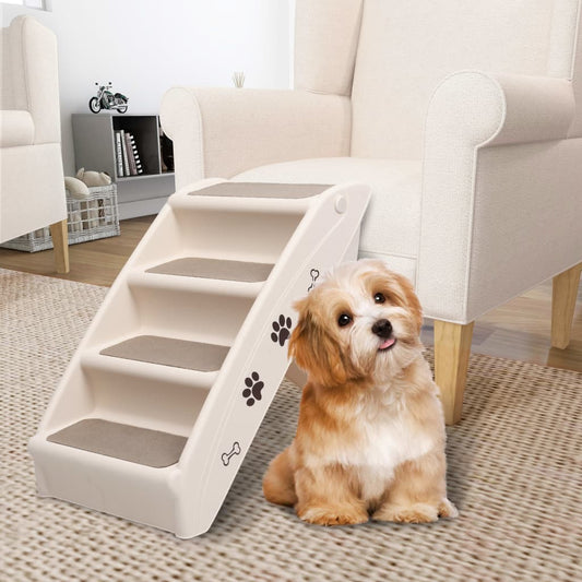 Folding Dog Stairs Cream 62X40X49.5 Cm