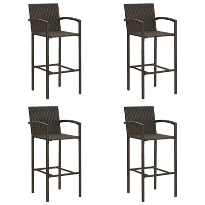 Bar Stools 4 Pcs Brown Poly Rattan