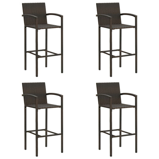 Bar Stools 4 Pcs Brown Poly Rattan