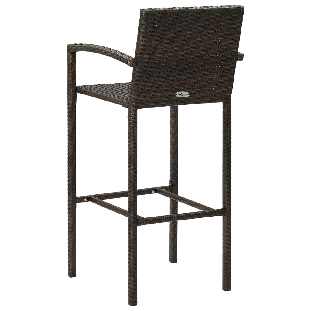 Bar Stools 4 Pcs Brown Poly Rattan