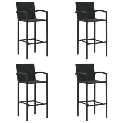 Bar Stools 4 Pcs Black Poly Rattan