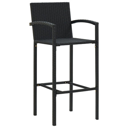 Bar Stools 4 Pcs Black Poly Rattan