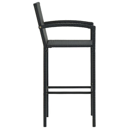 Bar Stools 4 Pcs Black Poly Rattan