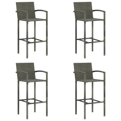 Bar Stools 4 Pcs Grey Poly Rattan