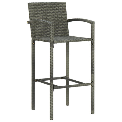 Bar Stools 4 Pcs Grey Poly Rattan