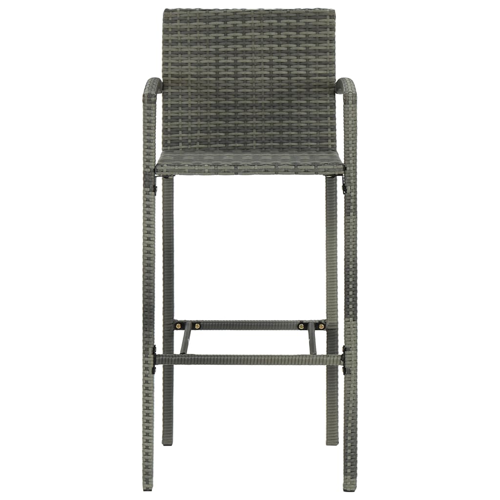 Bar Stools 4 Pcs Grey Poly Rattan