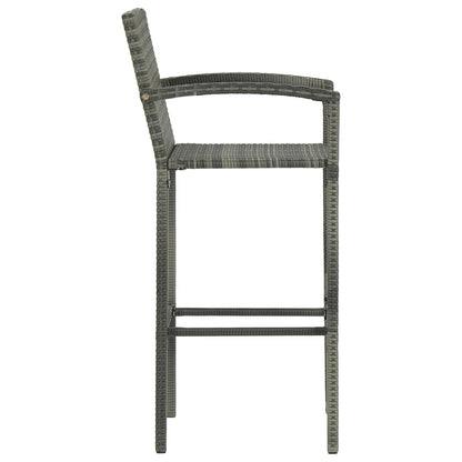 Bar Stools 4 Pcs Grey Poly Rattan