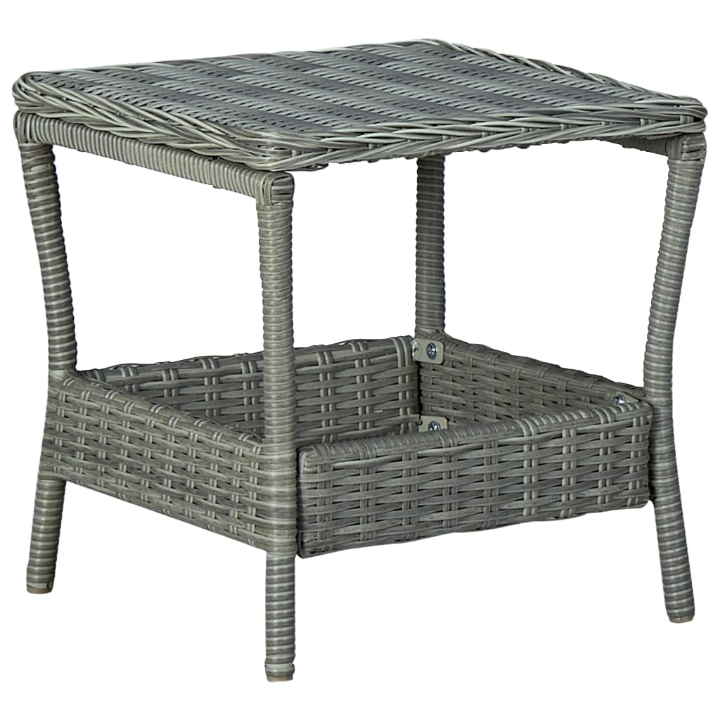 Garden Table Light Grey 45X45X46.5 Cm Poly Rattan