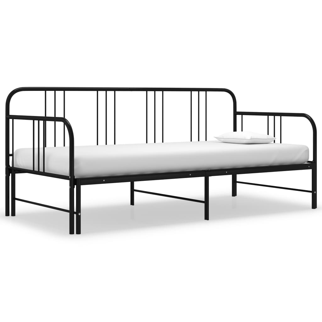 Pull-Out Sofa Bed Frame Black Metal 90X200 Cm