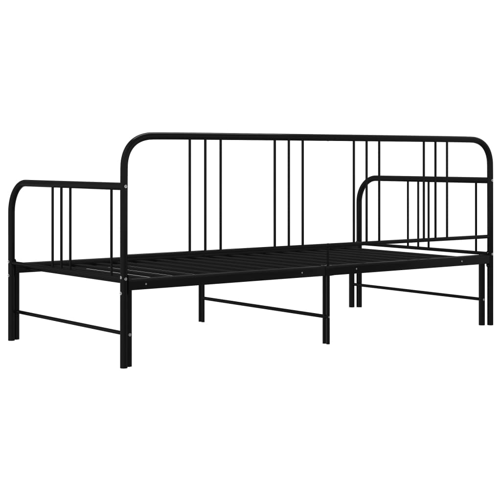 Pull-Out Sofa Bed Frame Black Metal 90X200 Cm