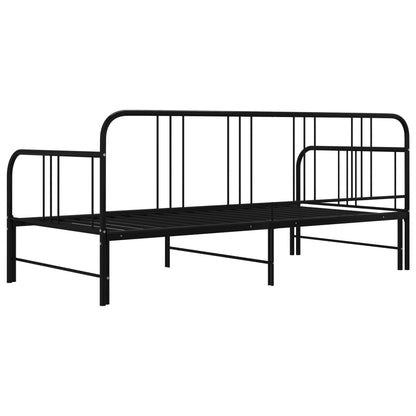 Pull-Out Sofa Bed Frame Black Metal 90X200 Cm