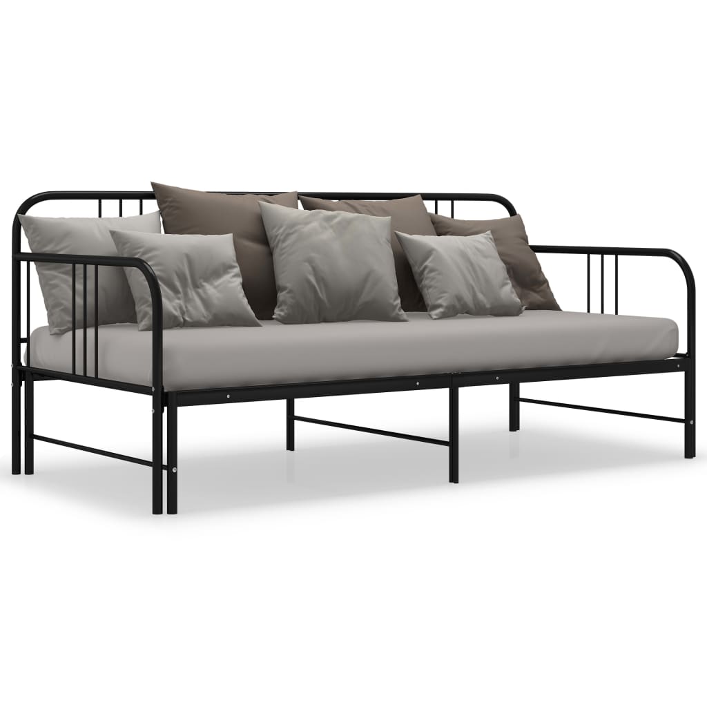 Pull-Out Sofa Bed Frame Black Metal 90X200 Cm