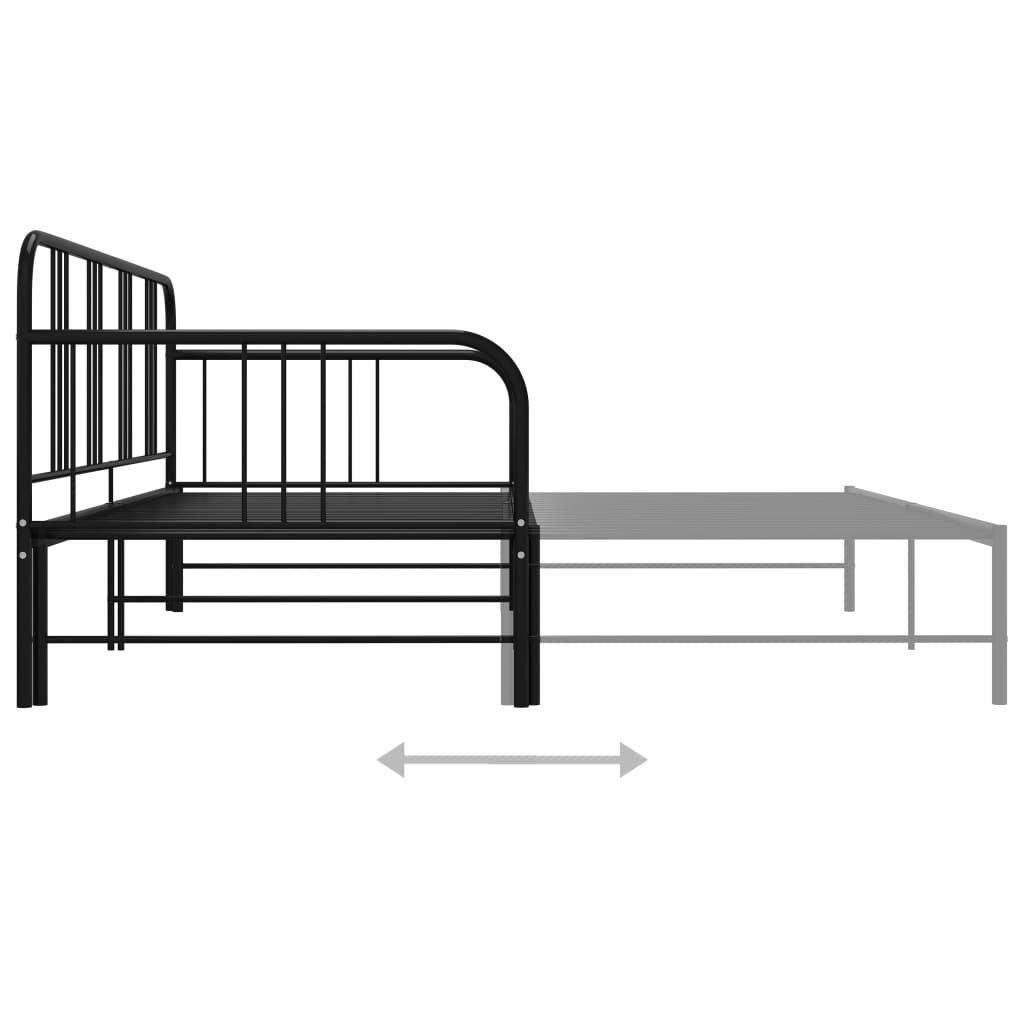 Pull-Out Sofa Bed Frame Black Metal 90X200 Cm