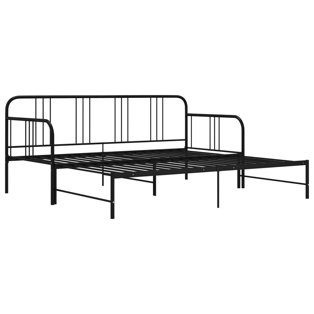 Pull-Out Sofa Bed Frame Black Metal 90X200 Cm