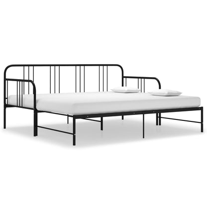 Pull-Out Sofa Bed Frame Black Metal 90X200 Cm