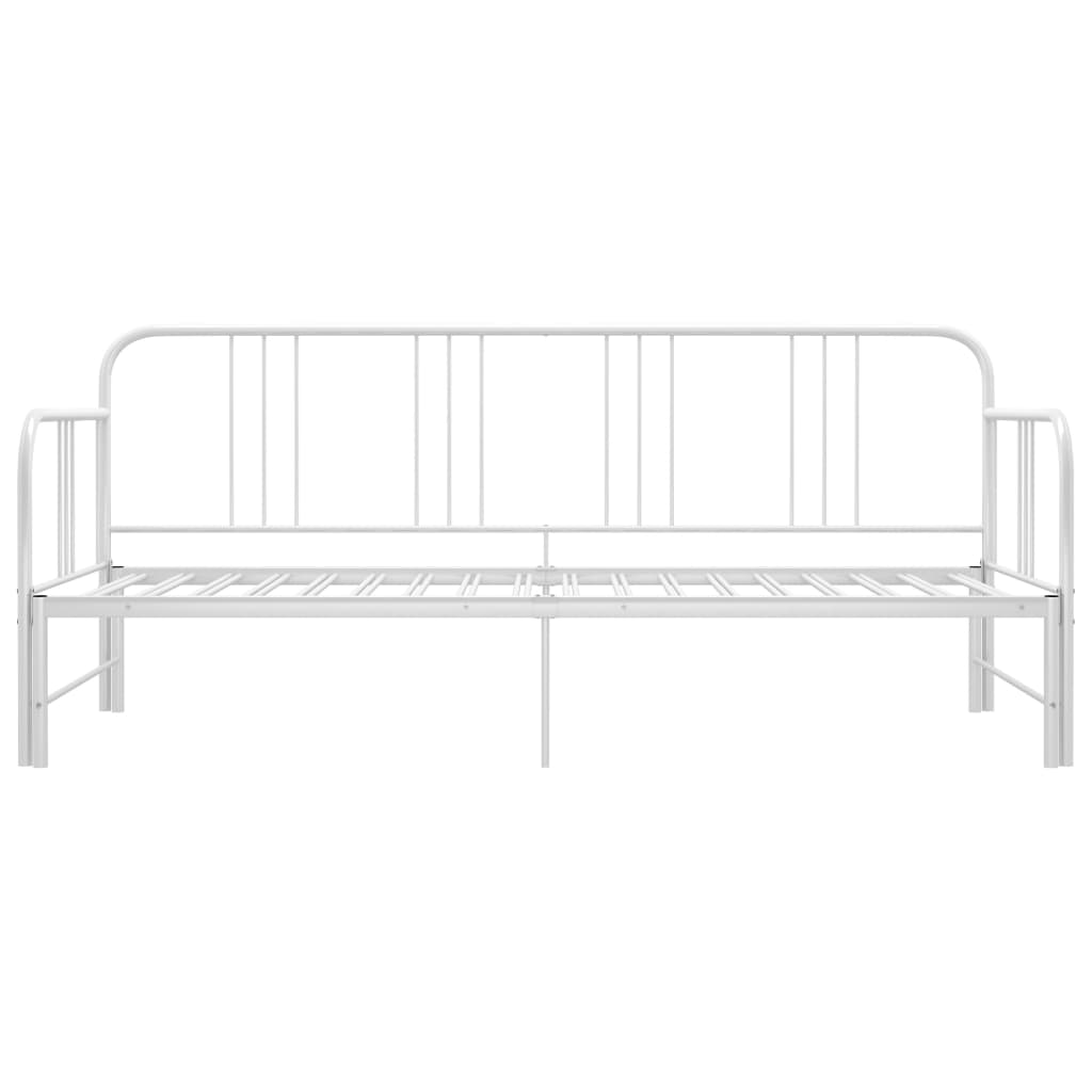 Pull-Out Sofa Bed Frame White Metal 90X200 Cm