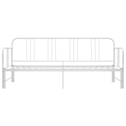 Pull-Out Sofa Bed Frame White Metal 90X200 Cm