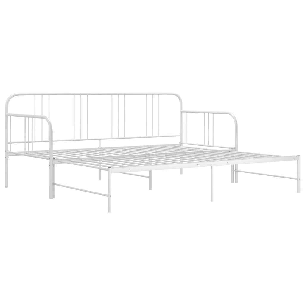 Pull-Out Sofa Bed Frame White Metal 90X200 Cm