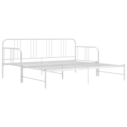 Pull-Out Sofa Bed Frame White Metal 90X200 Cm