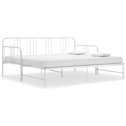 Pull-Out Sofa Bed Frame White Metal 90X200 Cm