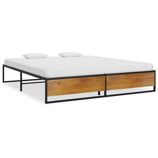 Bed Frame Black Metal 140X200 Cm