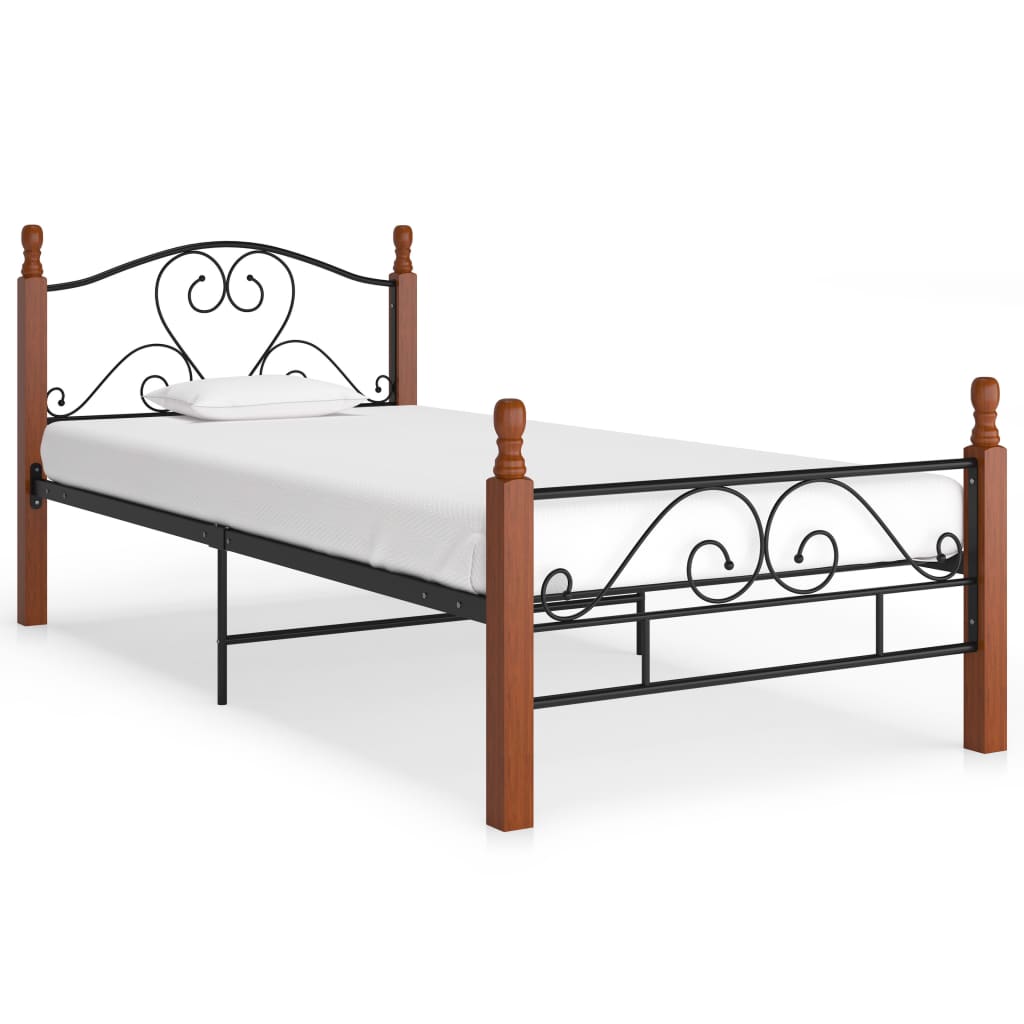 Bed Frame Without Mattress Black Metal 90X200 Cm