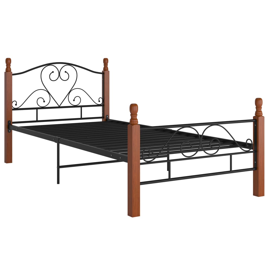 Bed Frame Without Mattress Black Metal 90X200 Cm