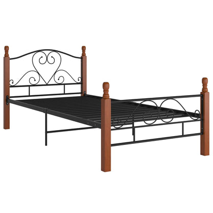 Bed Frame Without Mattress Black Metal 90X200 Cm