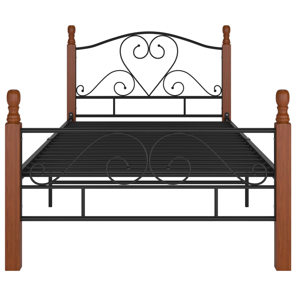 Bed Frame Without Mattress Black Metal 90X200 Cm