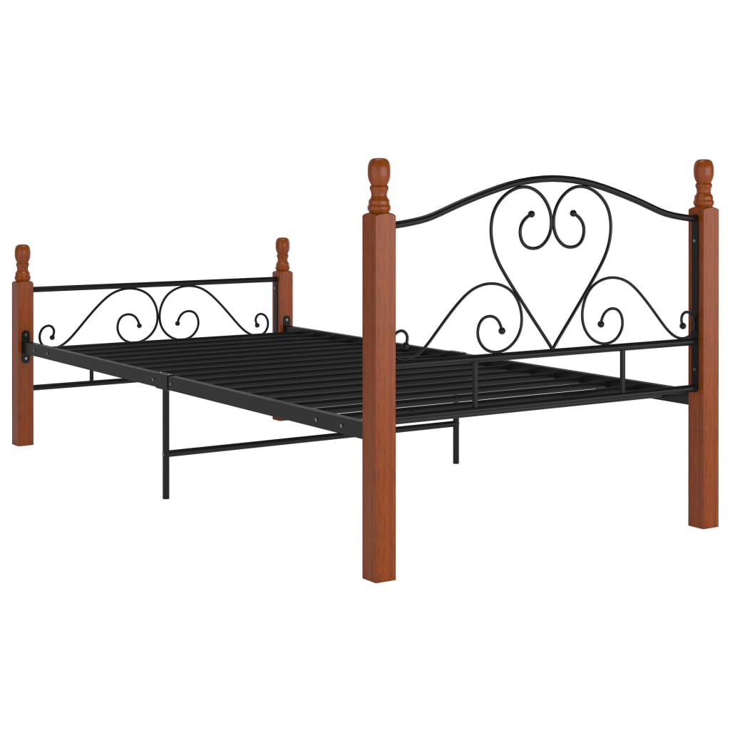 Bed Frame Without Mattress Black Metal 90X200 Cm