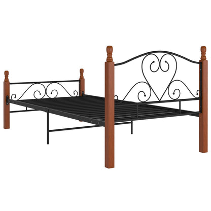 Bed Frame Without Mattress Black Metal 90X200 Cm