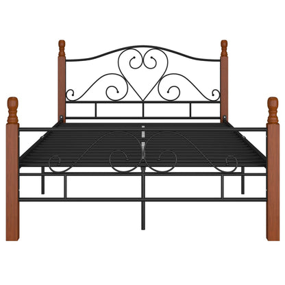 Bed Frame Without Mattress Black Metal 120X200 Cm