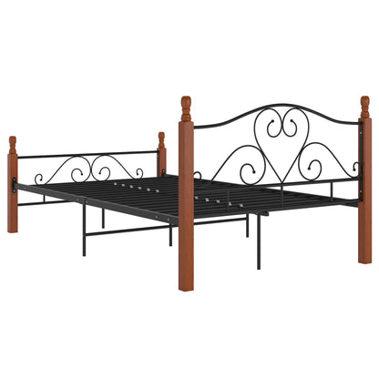 Bed Frame Without Mattress Black Metal 120X200 Cm