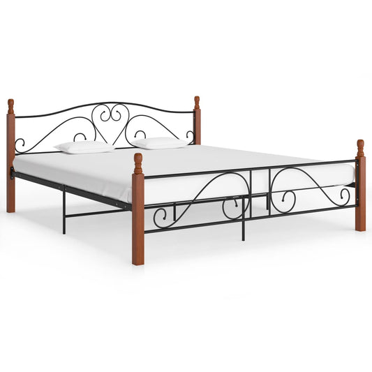 Bed Frame Without Mattress Black Metal 180X200 Cm Super King