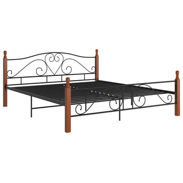 Bed Frame Without Mattress Black Metal 180X200 Cm Super King