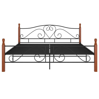 Bed Frame Without Mattress Black Metal 180X200 Cm Super King