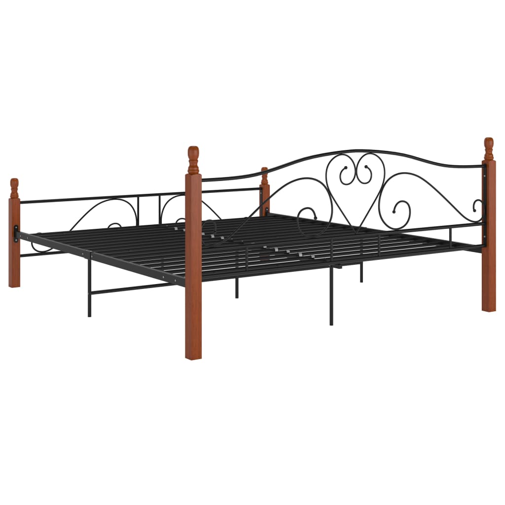 Bed Frame Without Mattress Black Metal 180X200 Cm Super King