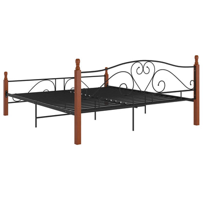 Bed Frame Without Mattress Black Metal 180X200 Cm Super King