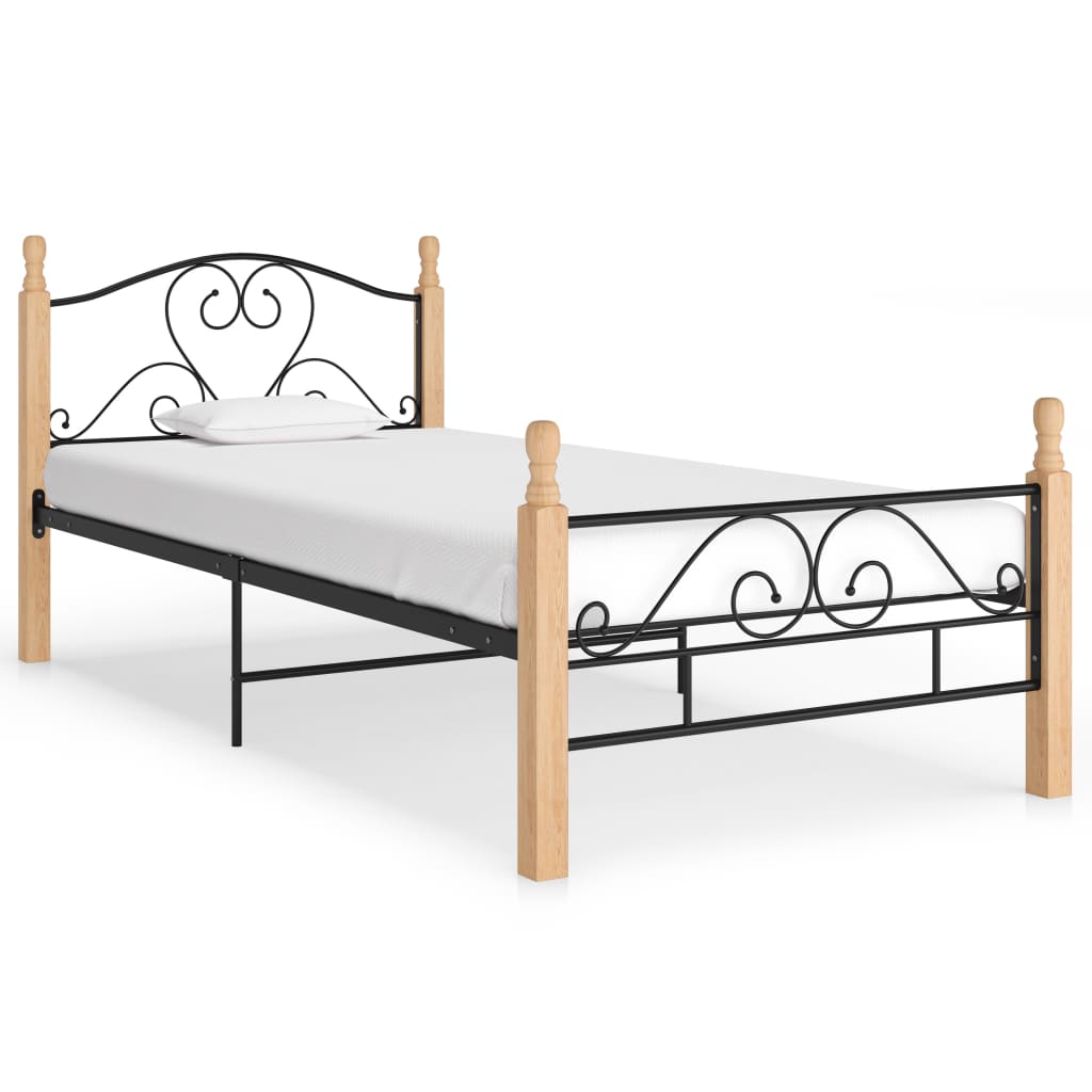 Bed Frame Black Metal 90X200 Cm